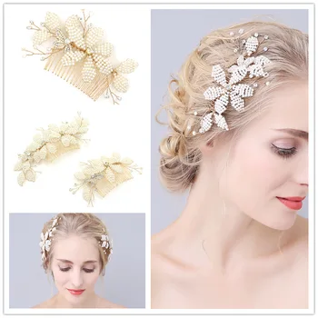

Leliin Gold Bridal Hair Comb Wedding Hair Headpiece Crystal Hair Barrette bride Hair Pins Hair Jewelry