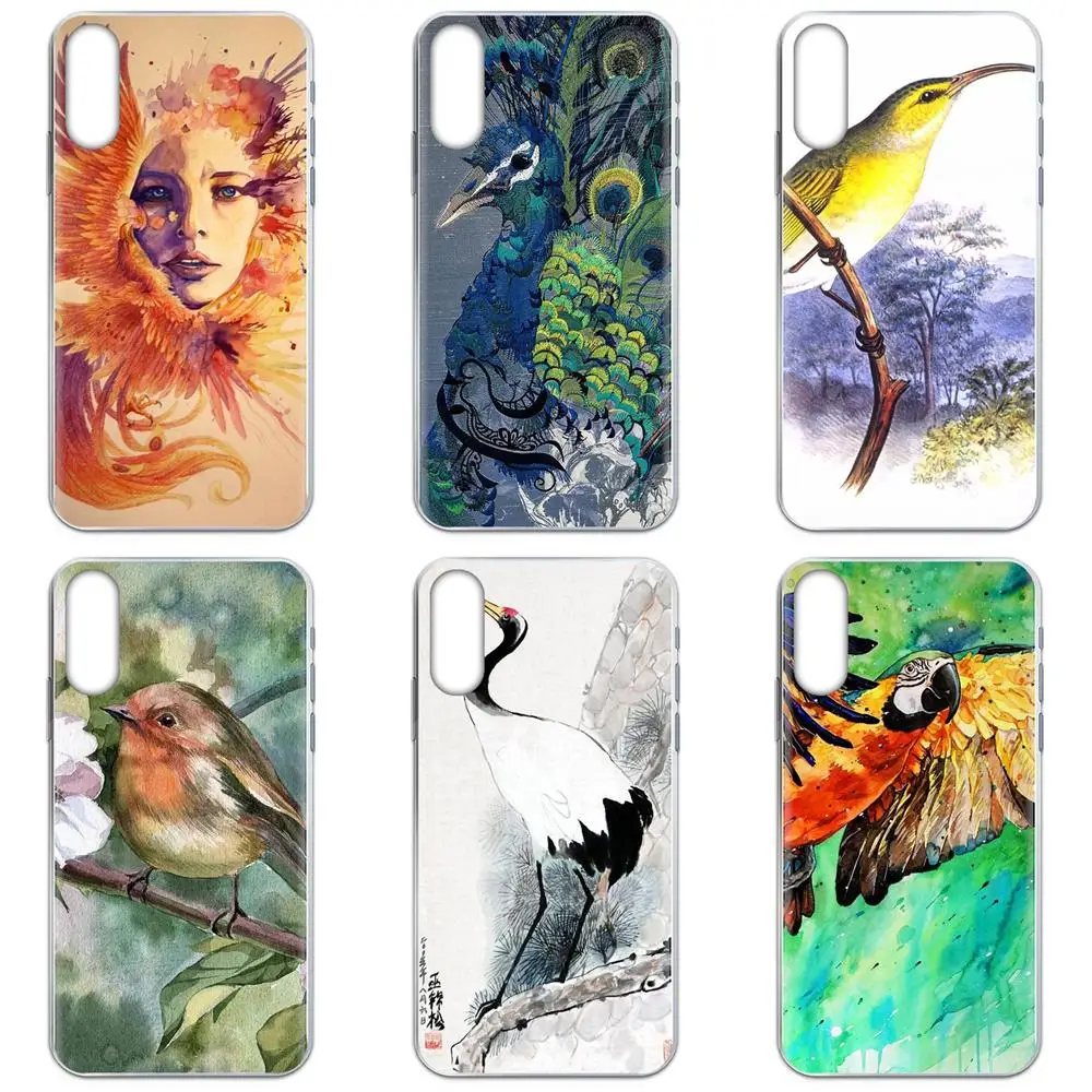 Картина с акварелью Sell The Bird для Motorola G G2 G3 G4 G5 G6 G7 Plus Xiaomi Redmi Note 8 8A 8T 10 K30 5G Pro|Бамперы| |