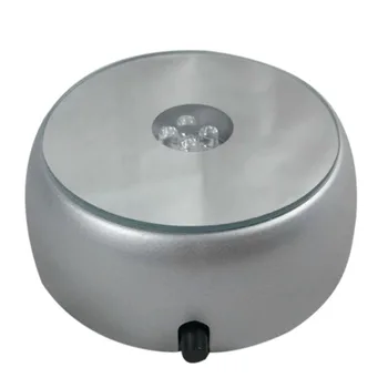 

Gray Round Crystal 4 LED Light Music Box Base Crystal Box Base Gift Box Decoration Drophipping Gift