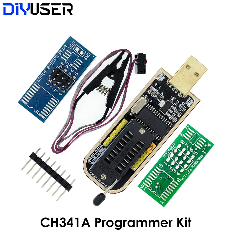 Программатор EEPROM CH341A 24 25 Series модуль USB-программатора с флэш-BIOS + зажимы SOIC8 SOP8 для