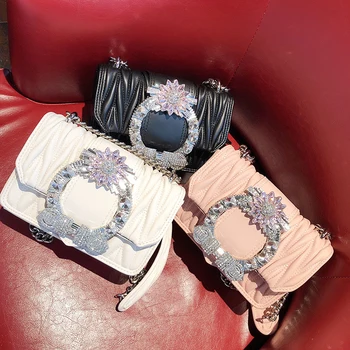 

Folded Women Shoulder Messenger Bag Diamond Chain Fashion Wild Diagonal Bag Small Square Bag Women Purse and Handbags Louis Bags
