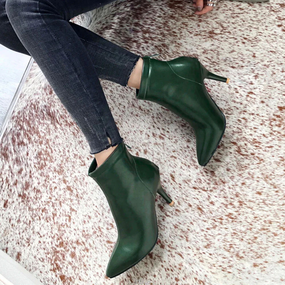 

fashion ankle boots para mulheres pointe shoes Side Zipper chelsea boots women High Heel Short Plush ankle boots Thin high heels