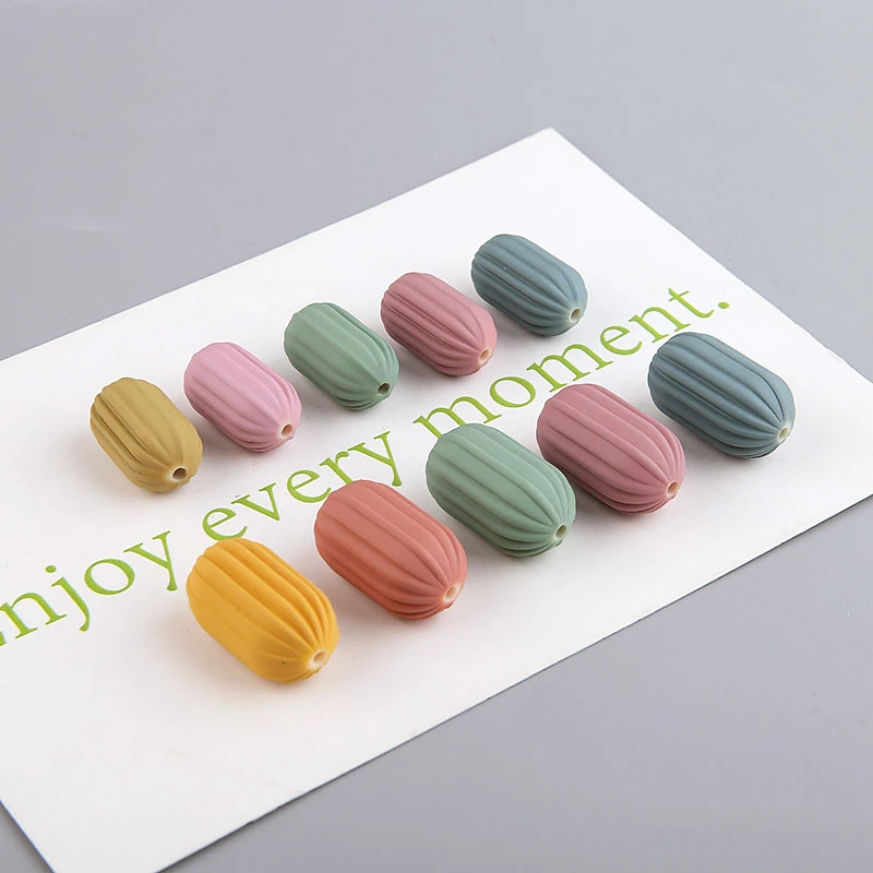 

6 pcs hot-sales autumn and winter solid color pumpkin resin oval perforated beads earrings for women diy jewelry accessories