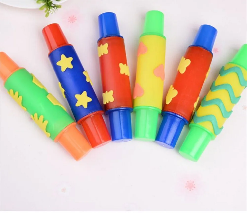 

Newest 18cm DIY Flowers Decoration Roller Brush seal Kids Toys Plasticine model rolling pin ntelligent plasticine clay mold tool