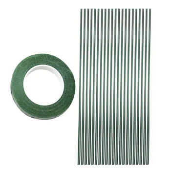 

50pcs 40cm Fake Flower Rod Artificial Flower Stem Plant Stake DIY Floral Support With 1pc Green Tape