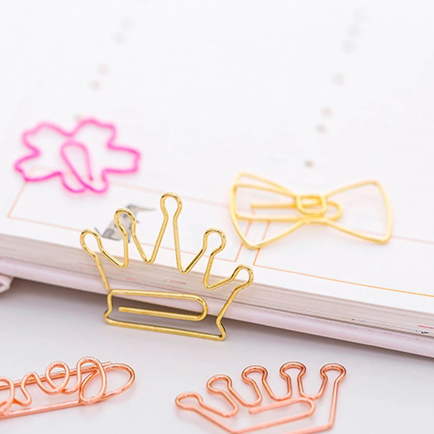

5pcs Cartoon Rose Gold Special-shaped Paper Clips Metal Material Kitchen storage clip Gift for Kids storage supply