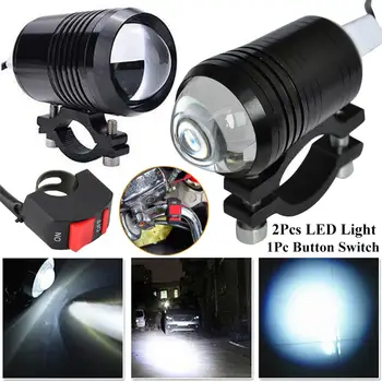 

2pcs Bright Motorcycle Fog Lights LED Headlight Driving Spot Work Lamp With Switch Black DC 12V-80V