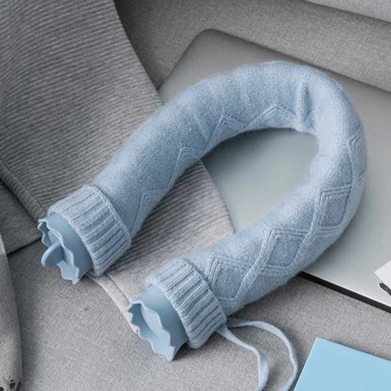 

Jordan&Judy 710Ml U-Shape Hot Water Bag Silicone Bottle Neck Hand Warmer Heater with Knitted Cover Water Storage Bags K