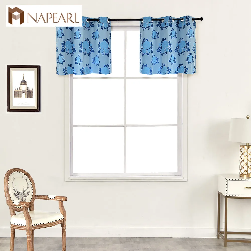 NAPEARL 1 Piece Rose Floral Jacquard Home Decor Short Curtains Valance Grommet Top Elegant Modern Design Cabinet Doors | Дом и сад
