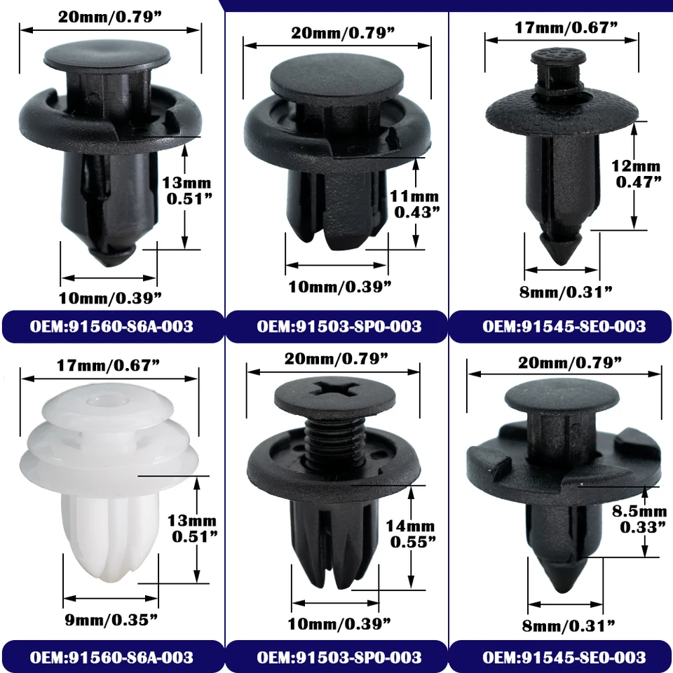 A-Premium 130 PCS Car Retainer Clips Kit Compatible With Honda - View #3