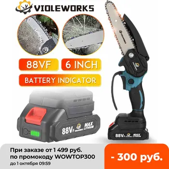 6 Inch 3500W 88V Mini Electric Chain Saw With Battery Indicator Rechargeable Woodworking Tool For Makita 18V Battery EU Plug 1