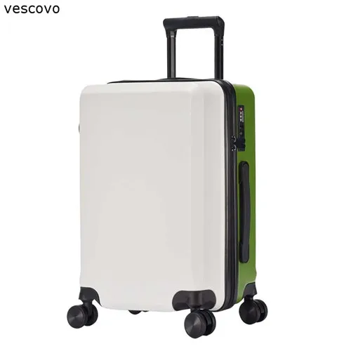 vescovo 20"24"26"inch Fashion Rolling Luggage Spinner High Quality Men Travel Suitcase On Wheels Women Trolley Bag - Цвет: white and green