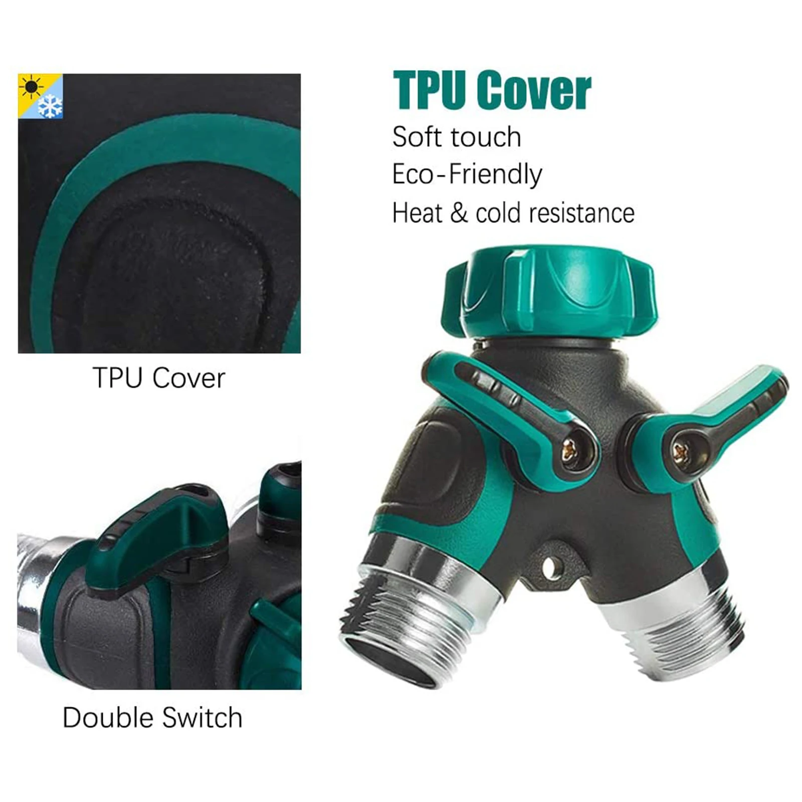 

Y-shaped Watering Connector Distributor 2-Way Garden Plant Faucet Water Hose Splitter Irrigation Valve Outdoor Tap