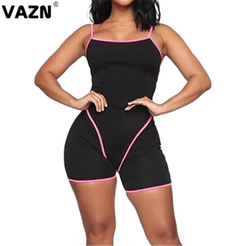 VAZN YY8168 Новинка 2 цвета купальная одежда Пляжная Сексуальная Открытая молодежная мода Твердые с открытой спиной с высокой талией женские обтягивающие мини-комбинезоны - Цвет: Черный