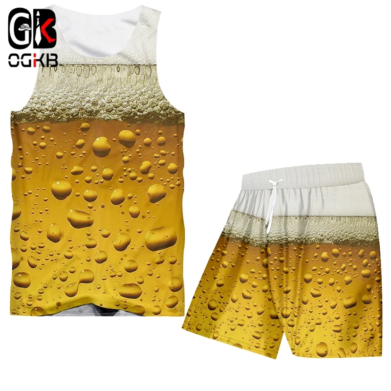 OGKB мужской жилет крутой модный костюм с 3D принтом пива в стиле хип хоп освежающий