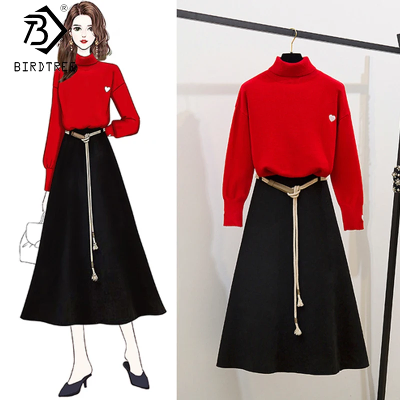 Новинка зимы 2019 женские модные вязаные костюмы комплект из двух предметов свитер