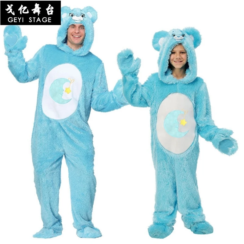 

Women's men Warm Cozy Onesie Unisex Blue Bear Animal Pajamas Halloween Stage Costume Cosplay Homewear Lounge Wear Claws shoes