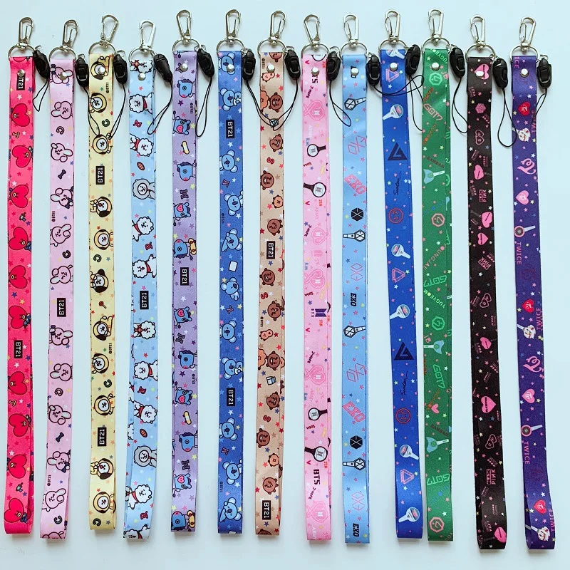 

10 pcs/lot KPOP BLACKPINK TWICE GOT7 EXO SEVENTEEN neck lanyards for phone 40CM JUNGKOOK J-HOPE RM RJ JIN JIMIN SUGA Phone Strap