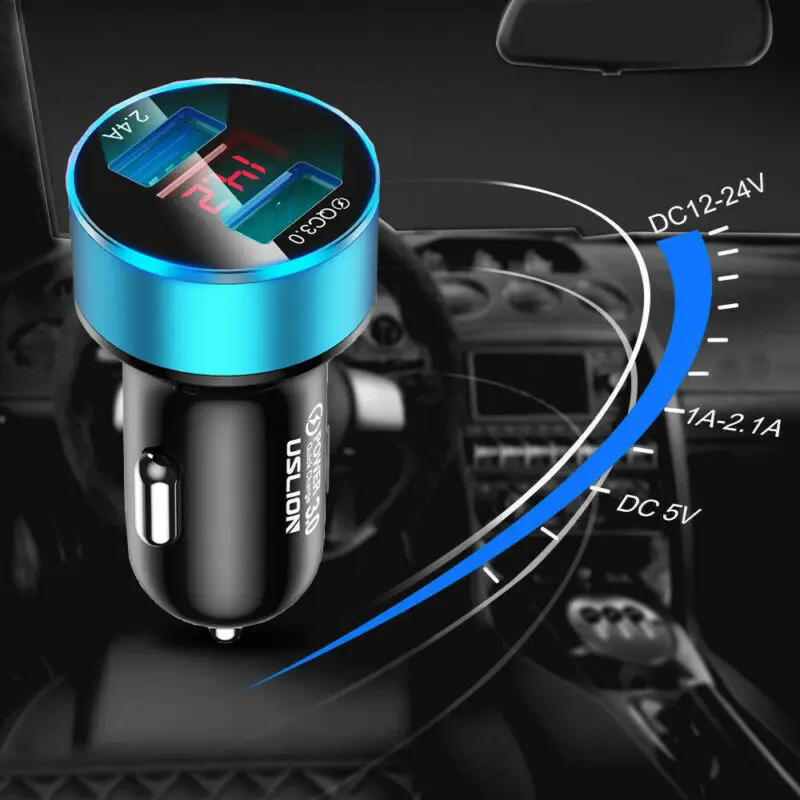 3.1A Dual USB Автомобильное зарядное устройство Универсальный мобильный телефон автомобильное зарядное устройство для Xiaomi samsung iPhone 11 11Pro X светодиодный дисплей зарядное устройство в автомобиле