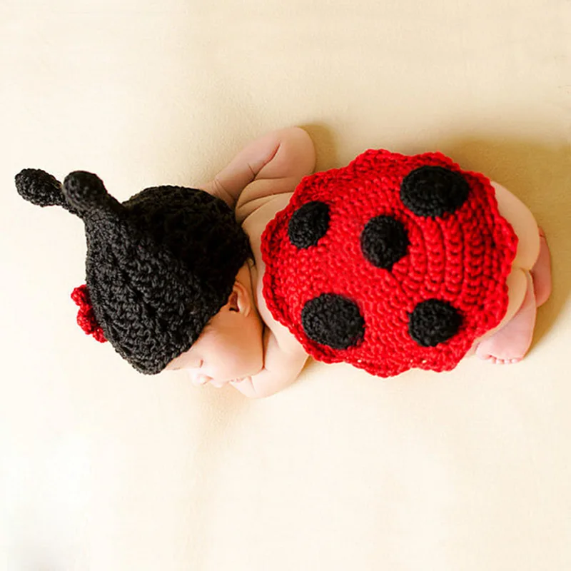 Crochet pour coccinelle | Accessoires Photo mignons, Crochet pour nouveau-né, Animal, accessoires tricotés pour bébés garçons et filles, chapeaux pour prise de Photo, 2020