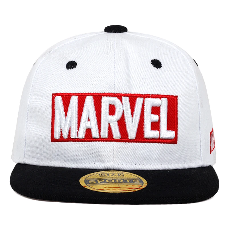 Детская бейсбольная кепка с вышитыми буквами MARVEL, модная кепка в стиле хип-хоп, бейсболка, детская хлопковая кепка, можно регулировать шапочки, сшитые кепки - Цвет: white