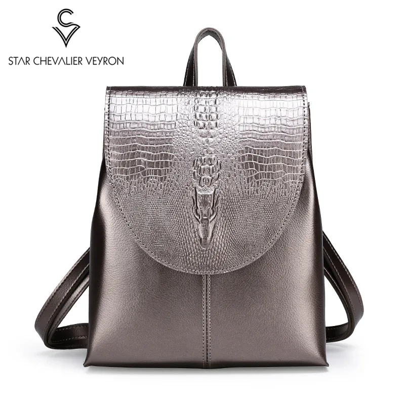 

2020 New Crocodile Pattern Women Backpacks Fashion Ladies Shoulder Bag Travel Bag Student Book Bag Dual-use Leather Backpack sac