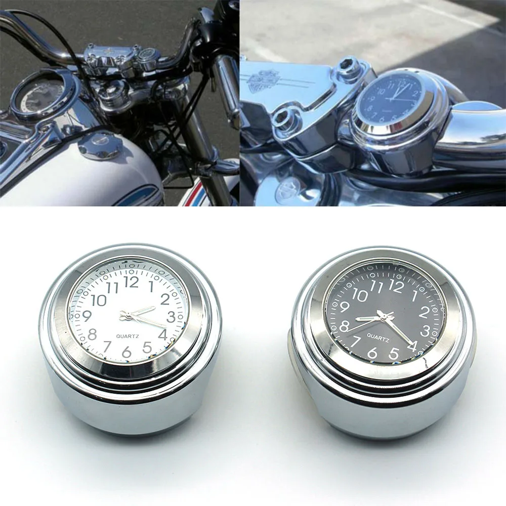 

7/8" 22mm Universal Motorcycle Chrome Waterproof Handlebar Mount Clock Watch