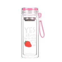 Дорожная посуда для напитков портативная стеклянная бутылка с двойными стенками 300 мл термостойкий чайник с чайным сито герметичный Открытый спортивный Кубок