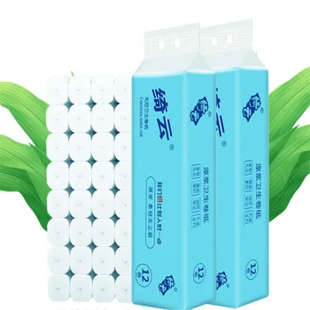 

12 Rolls Of Toilet Paper Raw Wood Pulp Toilet Paper Toilet Paper Home Bath Disposable Paper Home Use Clean Safety Toilet Tissue