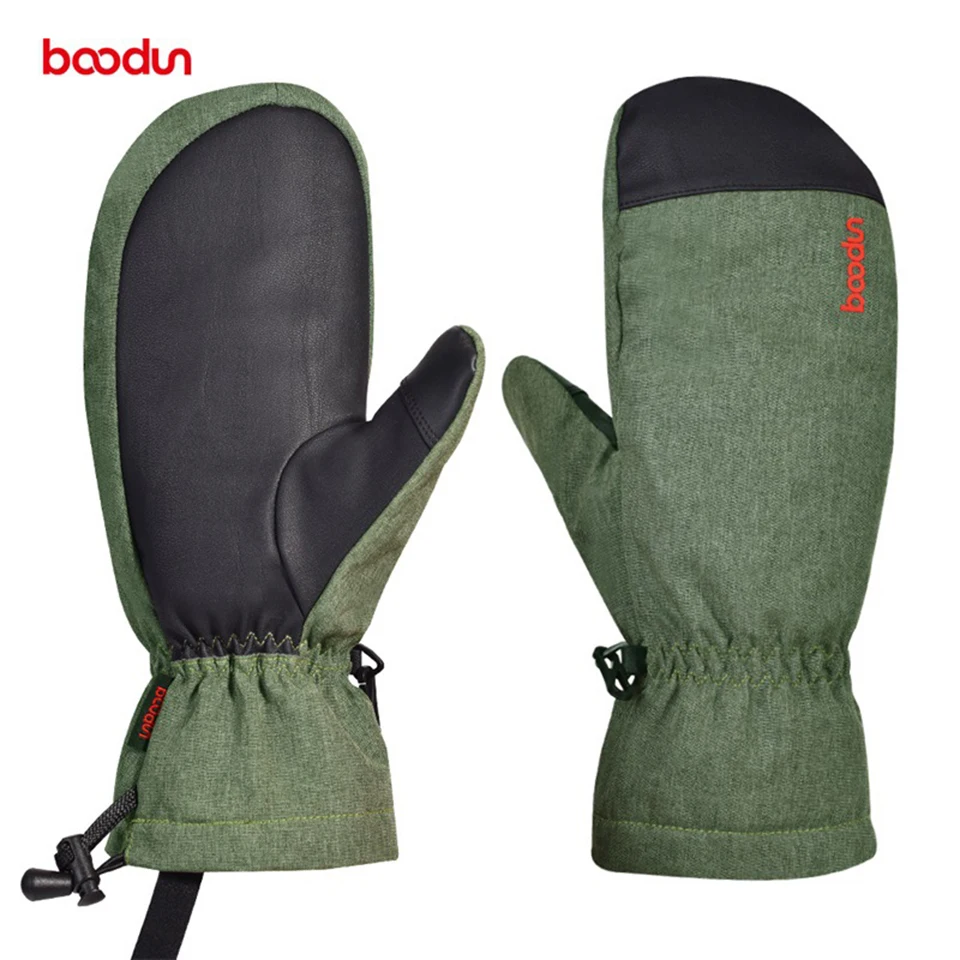 Army Green Мужские и женские теплые зимние лыжные перчатки, уличная спортивная перчатка, утолщенные перчатки для холодной погоды, ветрозащитные зимние перчатки для сноуборда - Цвет: Army Green