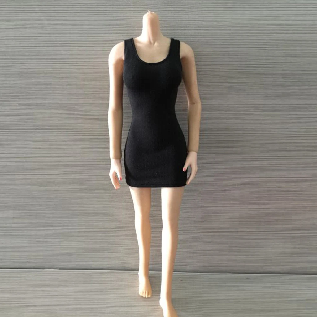 1/6 Scale Clothes Black Vest Dress + High Heel for 12" Female Action Figure