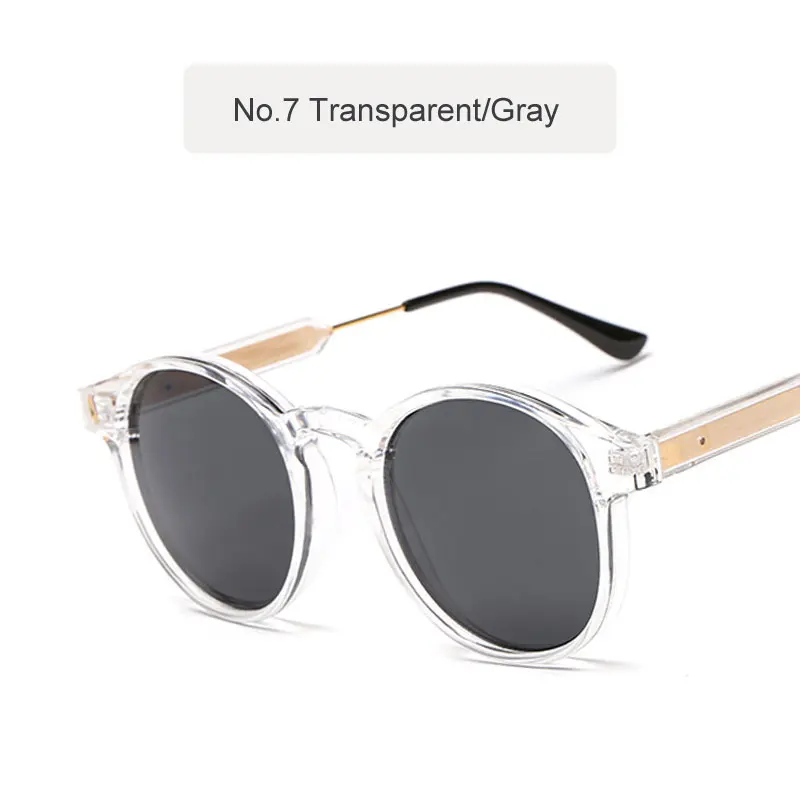 C7 Transparent Ретро Круглые Солнцезащитные очки женские мужские брендовые дизайнерские винтажные круглые женские солнцезащитные очки модные Oculos De Sol Feminino UV400 - Цвет линз: C7 Transparent