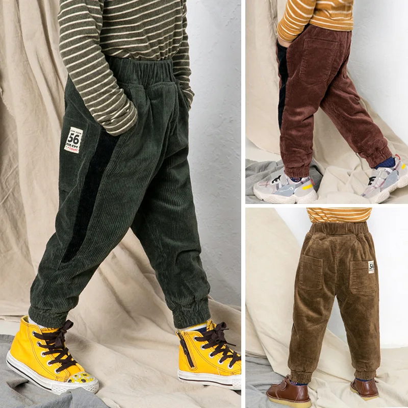 

Children Pants with Velvet Sub-BOY'S Winter Loose Western Style Autumn And Winter 2019 New Style Male Baby Corduroy Pants