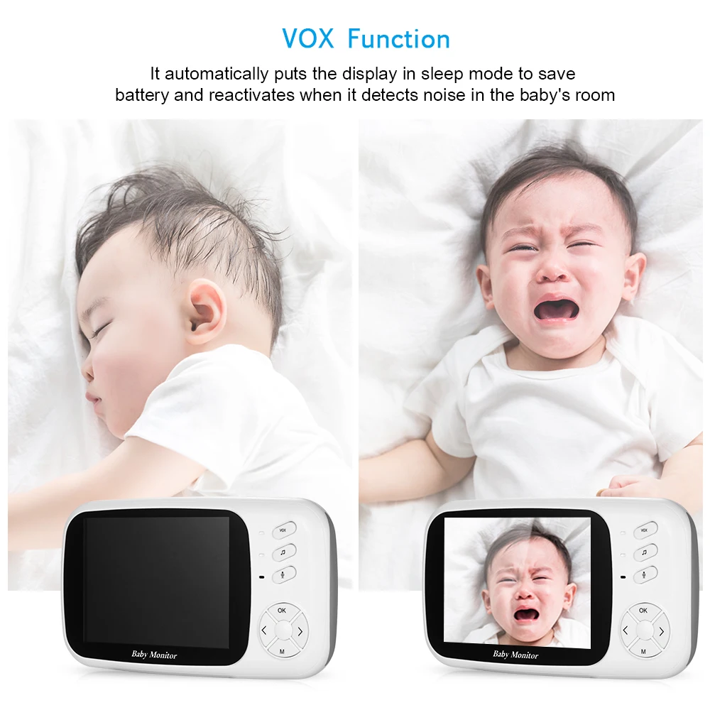 Wireless Video Color Baby Monitor 3.5 Inch High Resolution Night Vision Temperature Monitoring Baby Nanny Security Camera