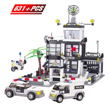 

631pcs City Police Station SWAT Car Building Blocks Compatible City Police Bricks Boy Friends Toys For Children