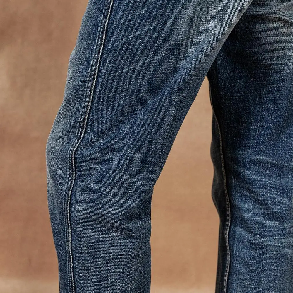 SIMWOOD винтажные мужские джинсы с морковкой Осенние новые свободные джинсовые брюки длиной до щиколотки размера плюс качественные зауженные джинсы 19041