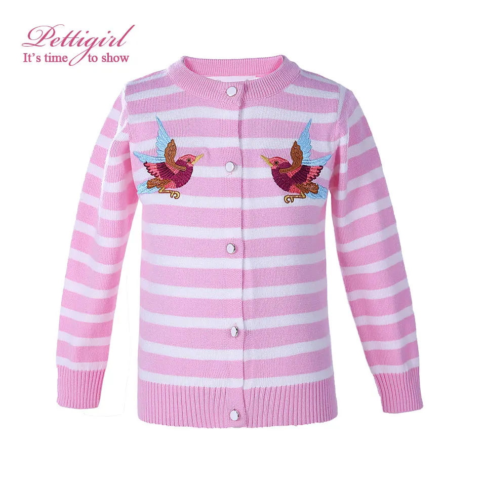 Pettigirl оптовая продажа розовый вязаный кардиган для девочек свитер полосатая