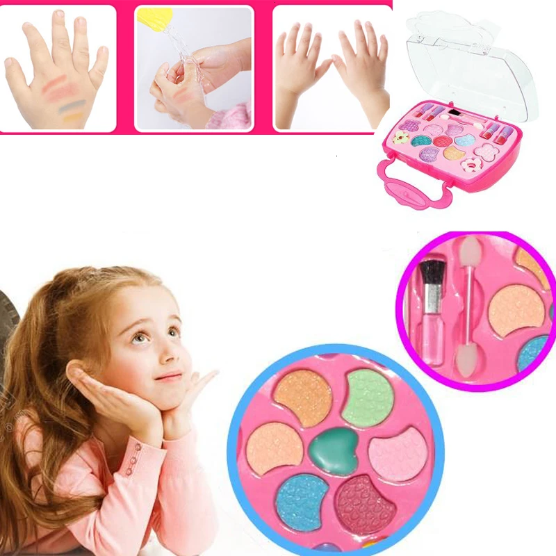 Baby Girls Make Up Set Toys Pretend Play Cosmetic Bag Beauty Hair Salon Toy Makeup Tools Kit Children Pretend Play Toys 4