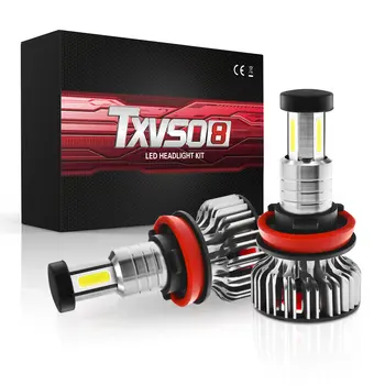 

1 Pair LED Headlight TXVSO8 X3 H8/H9/H11 Bulb Error Free 6000K White 360 Degrees