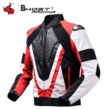 

GHOST RACING Motorcycle Jacket Protective Gear Men Moto Motocross Jacket PU Leather Motorbike Riding Jacket Protector Body Armor