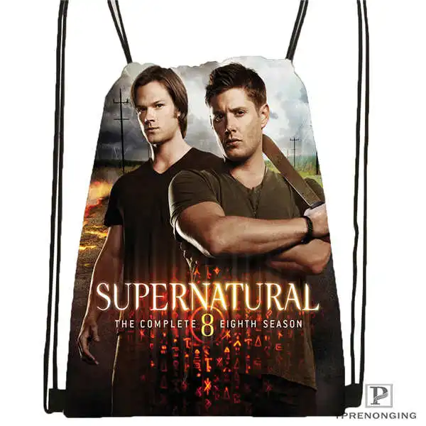 Drawstring Backpack Custom supernatural_сезонная походная сумка на шнурке милый рюкзак для детей(черная спинка) 31x40 см#2018611-2(12 - Цвет: Drawstring Backpack