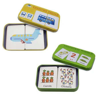 

2 Set Educational Learning Toys Anti-Tear Flash Cards Learning Alphabet Puzzle Cards, Matching Puzzle Cognitive Early Mental Sto