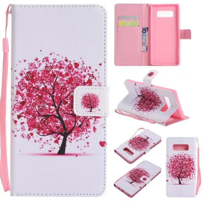 

For Samsung Galaxy Note 8 9 Case Painted Leather Wallet Cover For S8 S9 S10 S10E Plus S7 Edge Cover Case Flip Phone Case