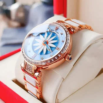 Reef Tiger/RT Fashion Lily Women Watch Rose Gold Diamonds Bezel Lady Automatic Watches Relogio Feminino RGA1599 3