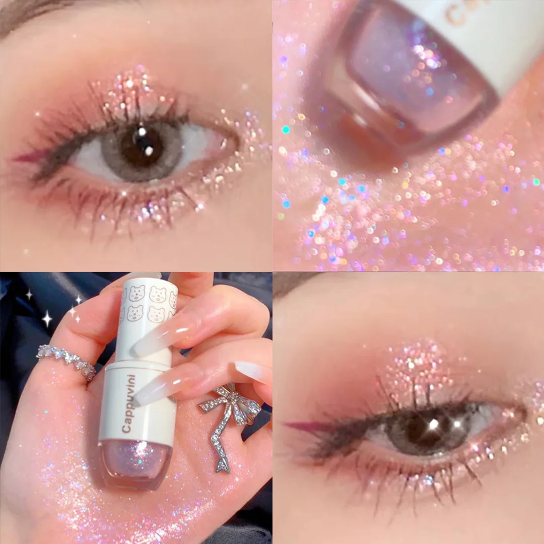 6 Colors Glitter Liquid Eyeshadow Highlighter Waterproof Pearlescent Shiny Eye Shadow Sequins Lying Silkworm Makeup Cosmetic 1