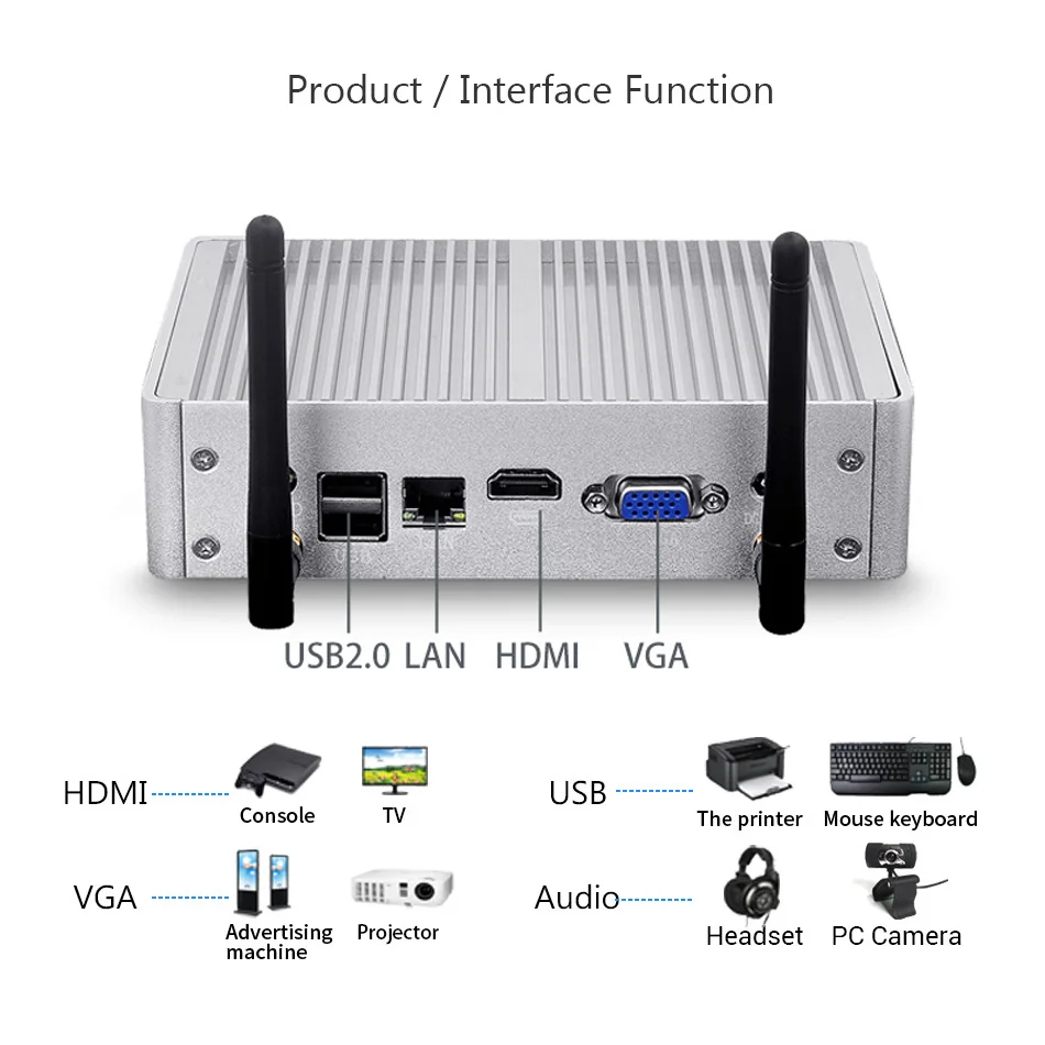 BEEBPC Fanless Comput Windows 10 Core i7 4500U i3 5005U 4010Y i5 4200Y DDR3L WiFi HDMI 8*USB Office Minipc Computer Mini PC-2
