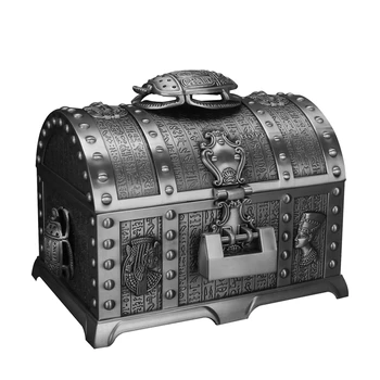 

2 Layers Egyptian Style Beetle Vintage Jewelry Box with Lock Metal Home Decoration Storage Box Girlfriend Female Gift Guxi
