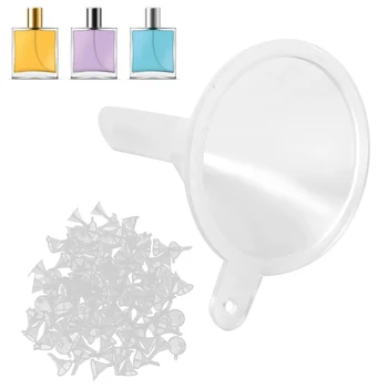 

100pcs Small Clear Plastic Funnels Empty Bottle Filling Tools for Cosmetic Liquids Perfume Cosmetics Repackaging tools