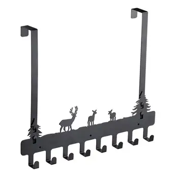 

1Pc No Hole Back Door Wall Hanging Hooks Rack for Storage (Black)