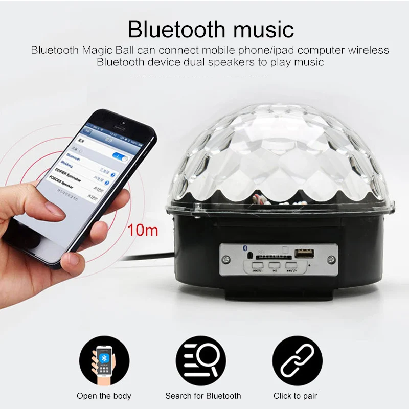 9 цветов Bluetooth диско светильник магический шар лампа батарея мощность портативный сценический светильник музыкальный плеер управление звуком лазерный проектор Рождество